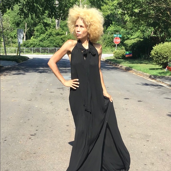 Sportmax Dresses & Skirts - Sportmax black jersey dress goddess drape runway M